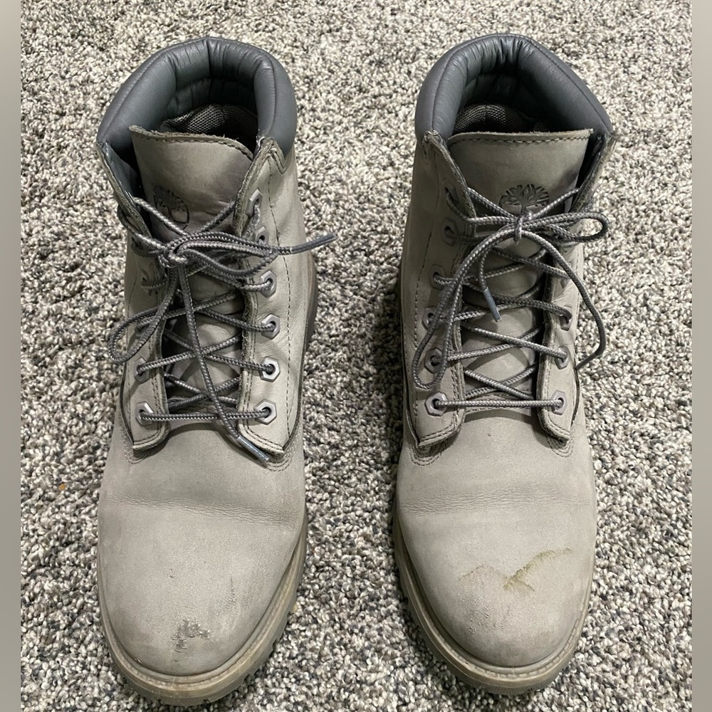 Timberland Gray Suede Boots with Leather Trim